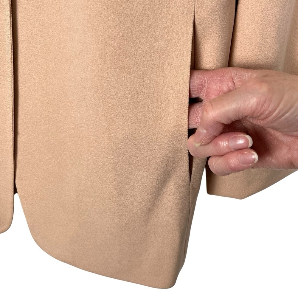 Rena Rowan 100% Silk Longline Career Blazer Jacket Flesh Colored Size 6 Vintage - Picture 6 of 13